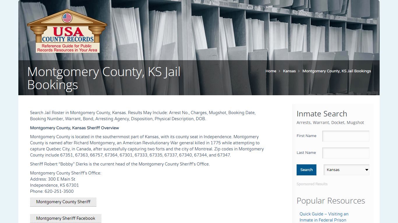 Montgomery County, KS Jail Bookings | Name Search